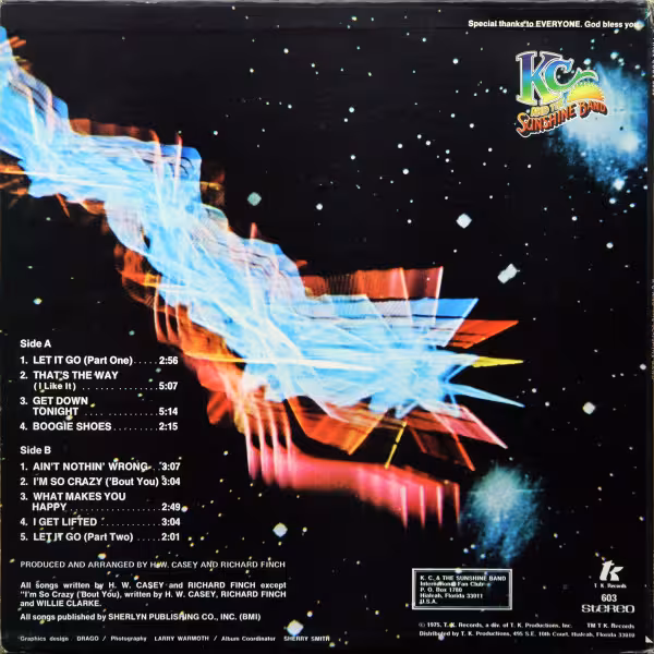 KC & The Sunshine Band - Álbum homónimo (1975) Contraportada
