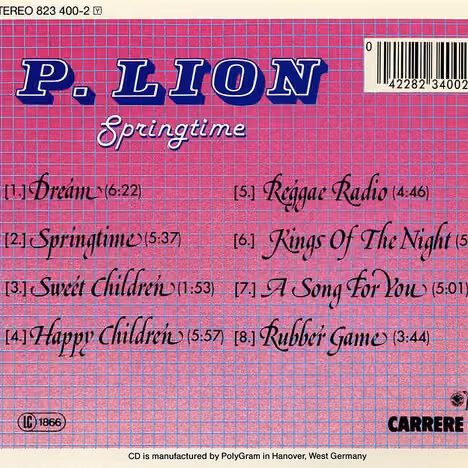 Springtime - Álbum de P. Lion (1983) Contraportada
