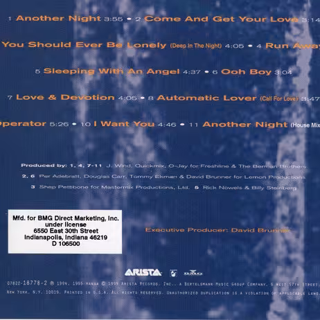 Another Night - Álbum de Real McCoy (1994) Contraportada
